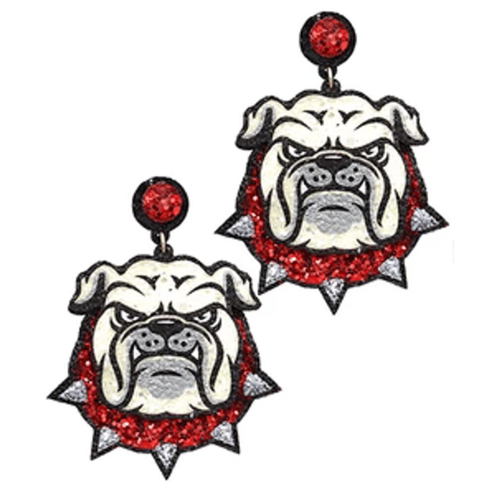 Glitter Bulldog Mascot Earrings/College Gameday Jewelry/Gifts for Grads/Georgia